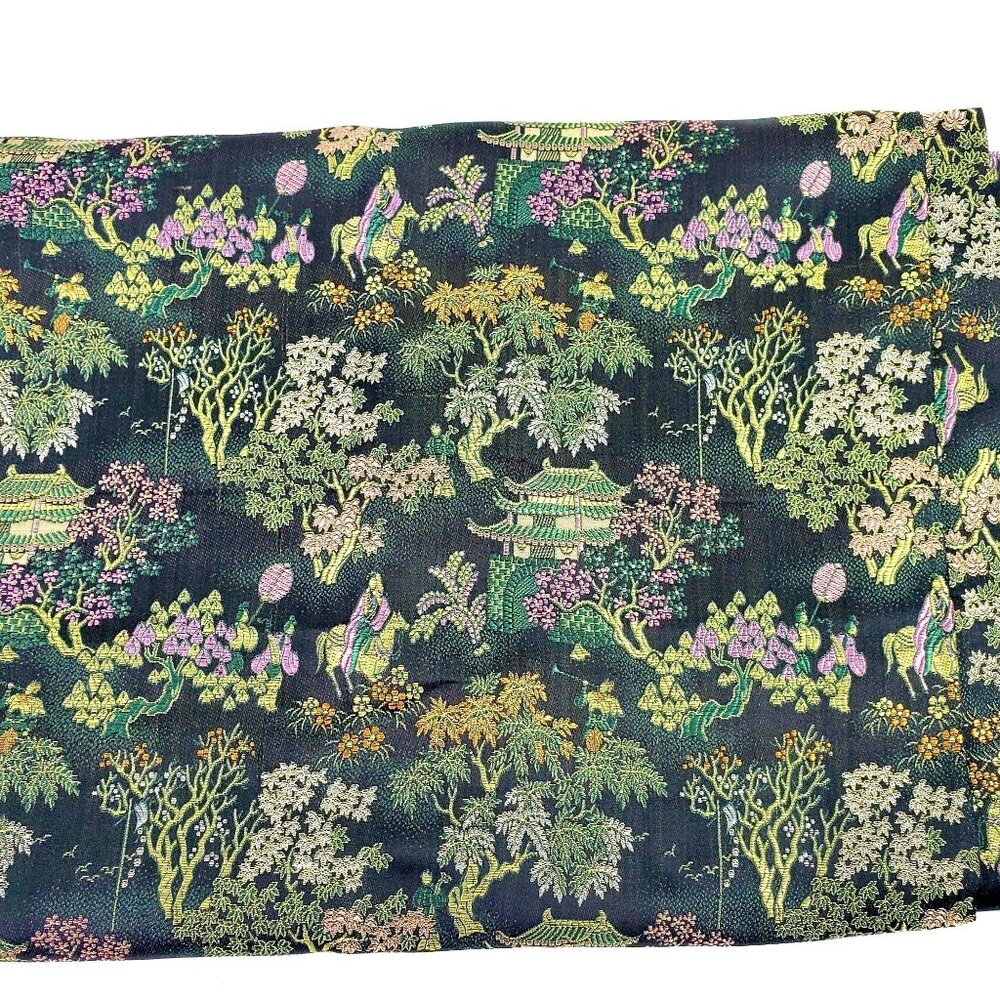 Vtg 100% Silk Brocade Jacquard Fabric By Yard - Picture 4 of 6